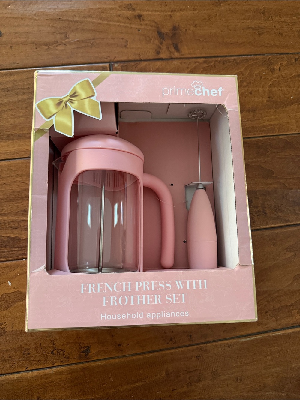 PrimeChef Pink French Press & Handheld Frother Set